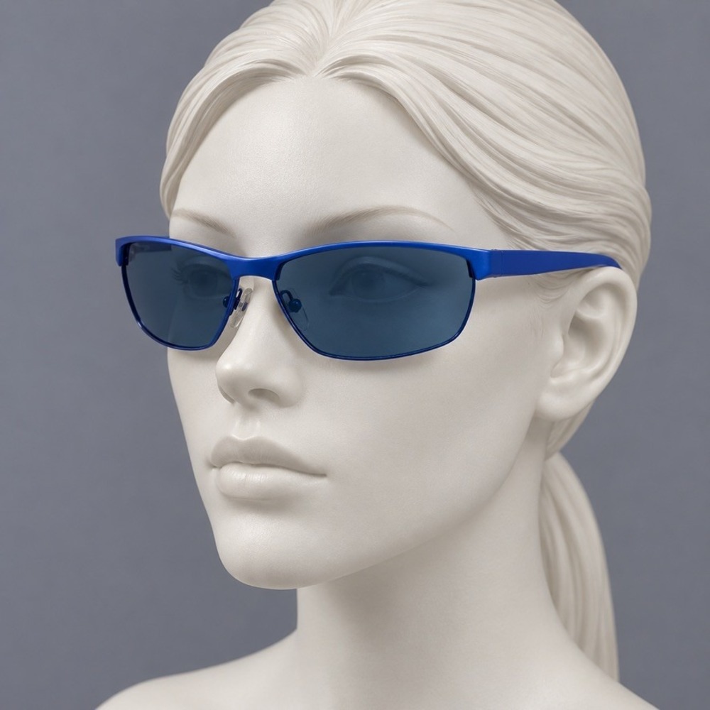 Vince Camuto Sunglasses VM634 BLU Blue Metal Rectangle Dark Lens Unisex